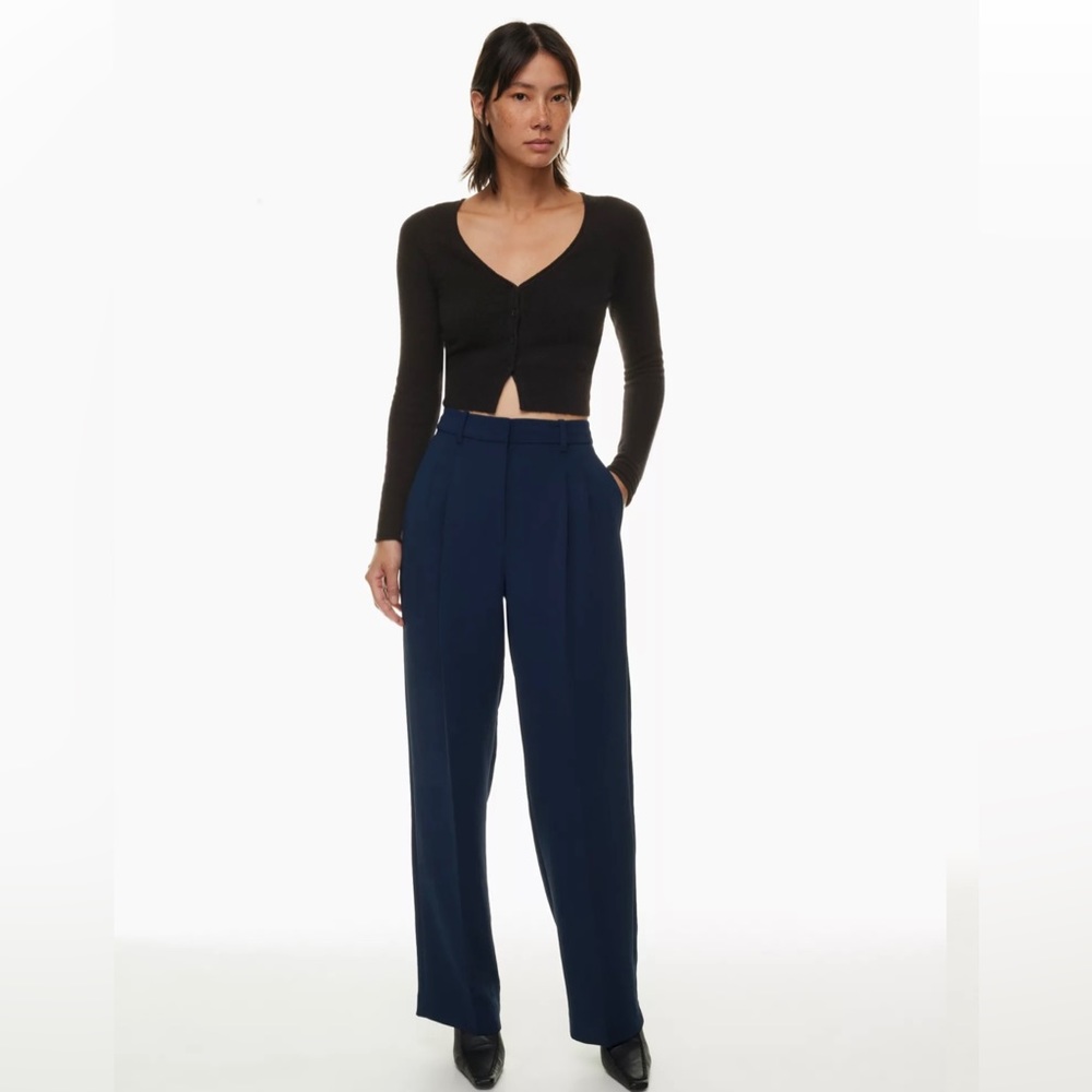 Aritzia Navy Blue High-Waisted Trousers